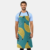 bananenpatroon, blauwe achtergrond. schort (Gedragen)