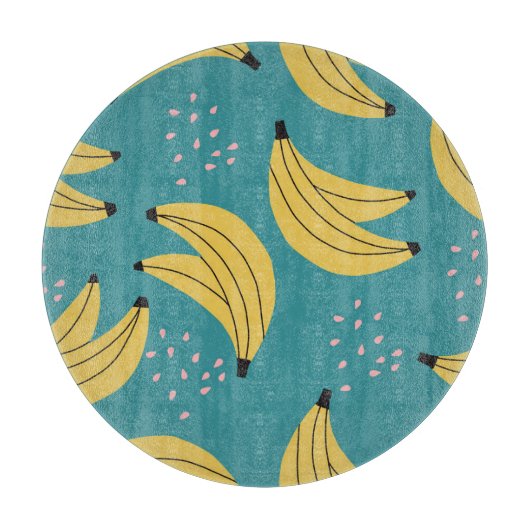  bananenpatroon, blauwe achtergrond. snijplank (Voorkant)