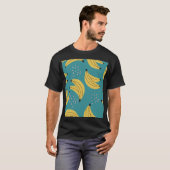  bananenpatroon, blauwe achtergrond. t-shirt (Voorkant volledig)