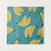 bananenpatroon, blauwe achtergrond. wandkleed (Voorkant (horizontaal))