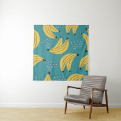 bananenpatroon, blauwe achtergrond. wandkleed (In Situ (horizontaal))