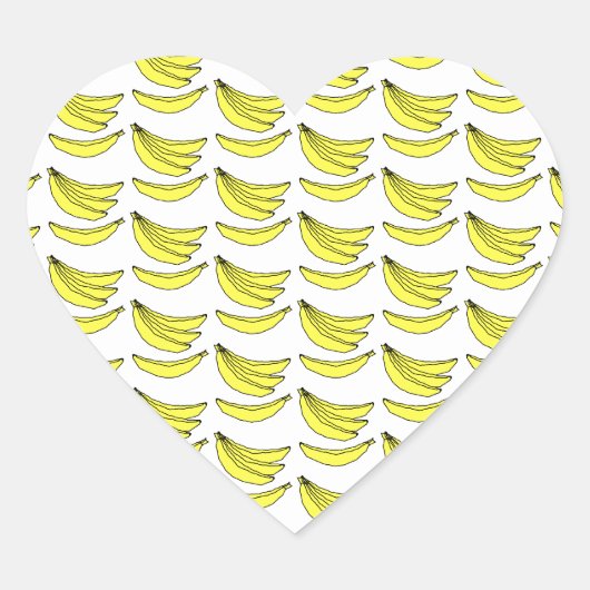 Bananenpatroon. Hart Sticker (Voorkant)