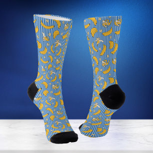 Bananenstreep Vectorpatroon   Klassiek Blauw Sokken