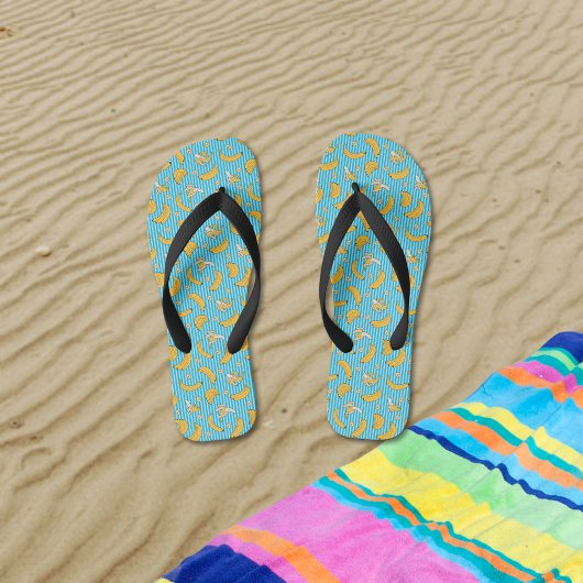 Bananenstreep Vectorpatroon | Turquoise Blauw Teenslippers