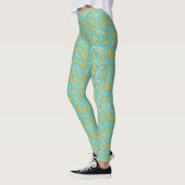 bananenstreepvectorpatroon | Blauwgroen Leggings (Links)