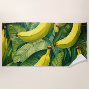 Bananenvruchten en bladeren Tropische stemming  Strandlaken