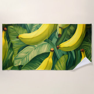 Bananenvruchten en bladeren Tropische stemming Strandlaken
