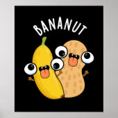 Bananut Funny Fruit Banana Pun Dark BG Poster (Voorkant)