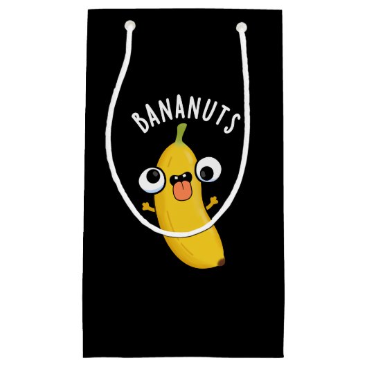 Bananuts Funny Crazy Banana Fruit Pun Dark BG Klein Cadeauzakje (Voorkant)