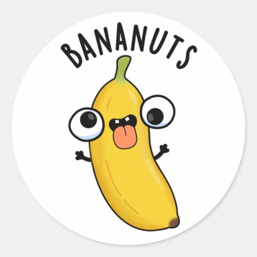 Bananuts Funny Crazy Banana Fruit Pun Ronde Sticker (Voorkant)