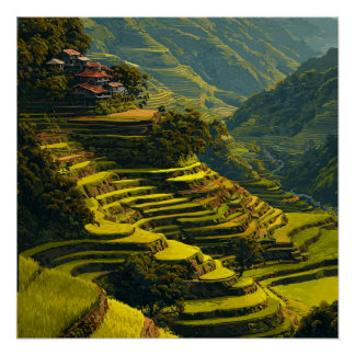 Banaue Filipijnen Rijstterrassen Vintage Reis  Perfect Poster