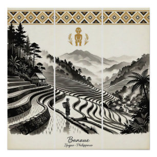 Banaue Rijstterrassen Triptiek Wandkunst Perfect Poster