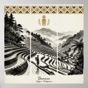 Banaue Rijstterrassen Triptiek Wandkunst Poster