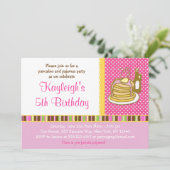 Bancakes en Pajama Girl Birthday-uitnodigingen Kaart (Staand voorkant)