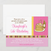 Bancakes en Pajama Girl Birthday-uitnodigingen Kaart (Voorkant / Achterkant)