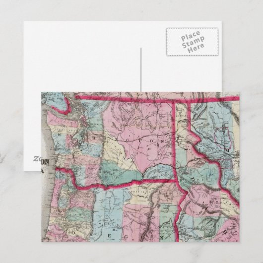 Bancroft's map of Oregon, Washington, Idaho Briefkaart (Voorkant / Achterkant)