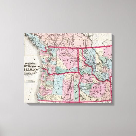 Bancroft's map of Oregon, Washington, Idaho Canvas Afdruk (Voorkant)