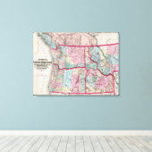 Bancroft's map of Oregon, Washington, Idaho Canvas Afdruk (Insitu (Houten vloer))