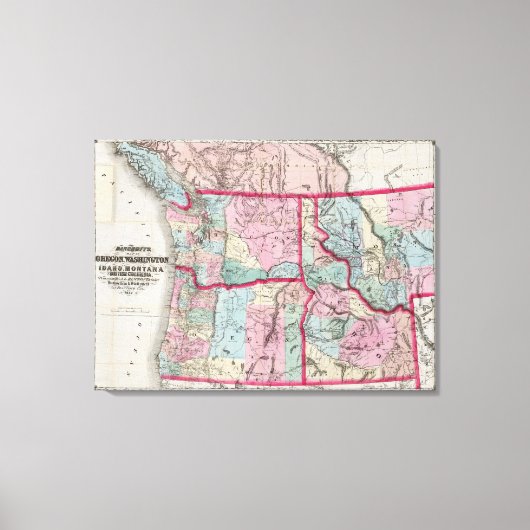 Bancroft's map of Oregon, Washington, Idaho Canvas Afdruk (Voorkant)