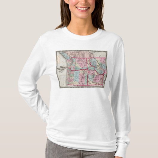 Bancroft's map of Oregon, Washington, Idaho T-shirt (Voorkant)