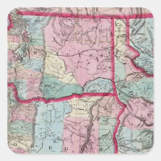 Bancroft's map of Oregon, Washington, Idaho Vierkante Sticker (Voorkant)