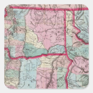 Bancroft's map of Oregon, Washington, Idaho Vierkante Sticker