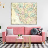 Bancroft's nieuwe kaart van centraal Californië Canvas Afdruk (Insitu (Woonkamer))