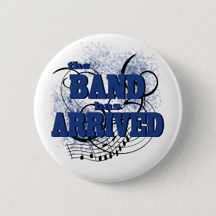 Band aangekomen / Blauw Ronde Button 5,7 Cm