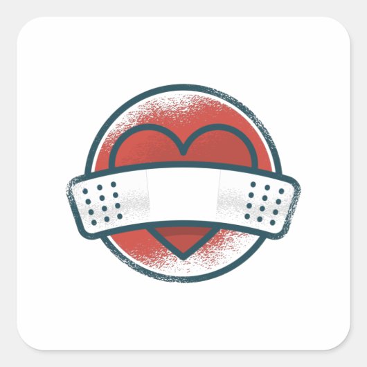 Band Aid Heart Vierkante Sticker (Voorkant)