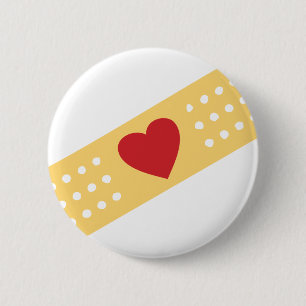 Band-Aid met een rood hart Ronde Button 5,7 Cm