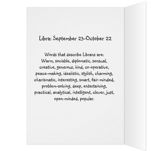 Band Astrology Sign Birthday Kaart sep 23-okt. 22 (Binnen (Links))