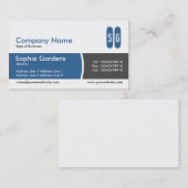 Band-blauw en donkergrijs - Initialen Visitekaartje (Voorkant / Achterkant)