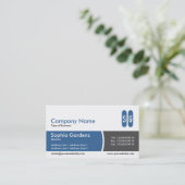 Band-blauw en donkergrijs - Initialen Visitekaartje (Staand voorkant)