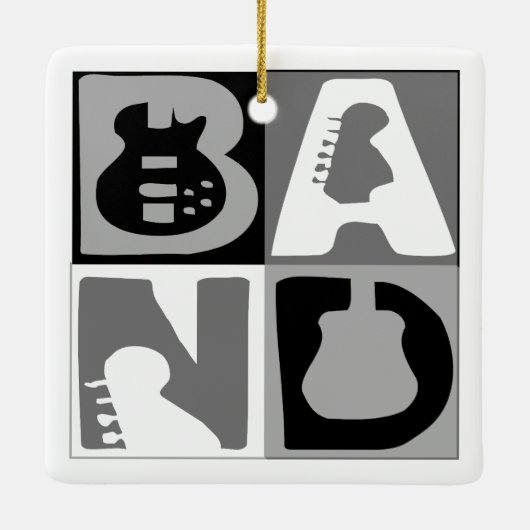 Band Blokken Blauw Keramisch Ornament (Achterkant)