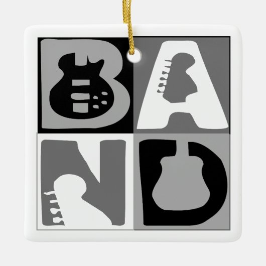 Band Blokken Blauw Keramisch Ornament (Voorkant)