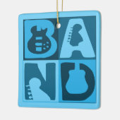 Band Blokken Blauw Keramisch Ornament (Links)