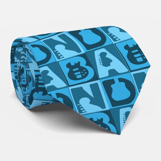 Band Blokken Blauw Stropdas (Opgerold)