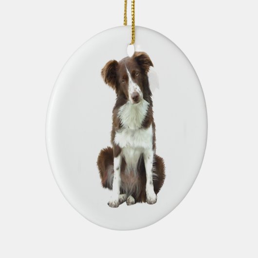 Band Collie (B) - bruin en wit Keramisch Ornament (Rechts)
