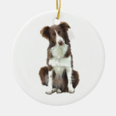 Band Collie (B) - bruin en wit Keramisch Ornament (Voorkant)