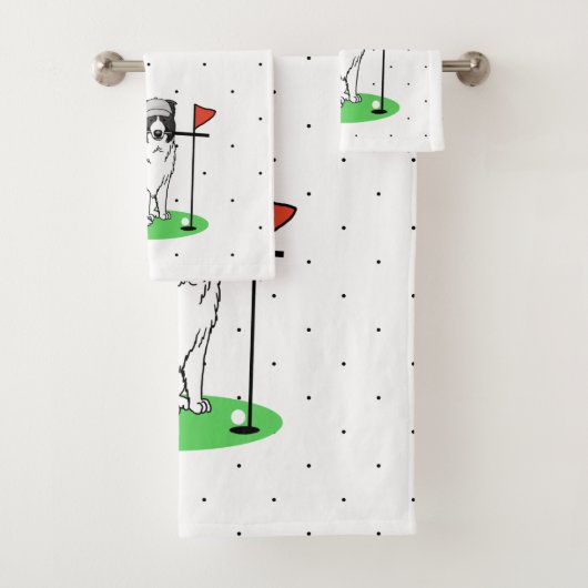 Band Collie Dog Golf (zwart-wit) Bad Handdoek (Insitu)