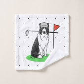Band Collie Dog Golf (zwart-wit) Bad Handdoek (Wasdoekje)