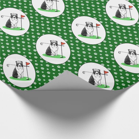 Band Collie Dog Golf (zwart-wit) Cadeaupapier (Hoek)