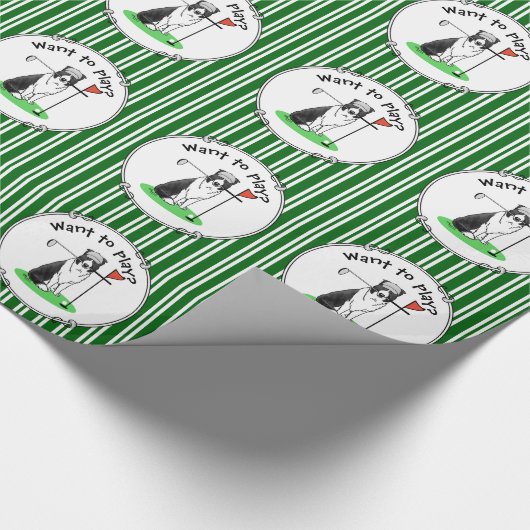 Band Collie Dog Golf (zwart-wit) Cadeaupapier (Hoek)