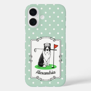 Band Collie Dog Golf (zwart-wit) iPhone 16 Hoesje