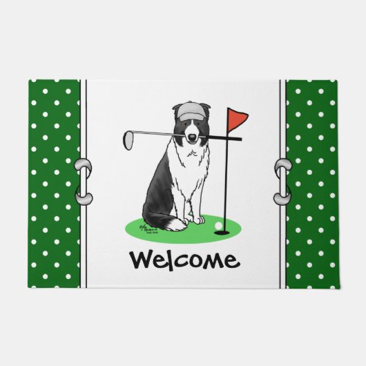 Band Collie Dog Golf (zwart-wit) Deurmat (Voorkant)