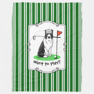 Band Collie Dog Golf (zwart-wit) Fleece Deken