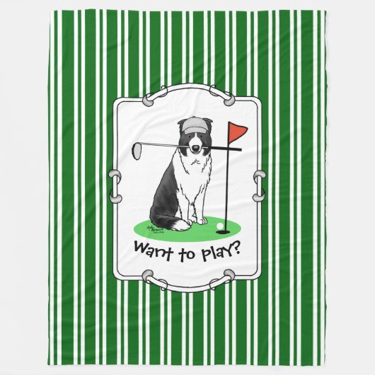 Band Collie Dog Golf (zwart-wit) Fleece Deken (Voorkant)