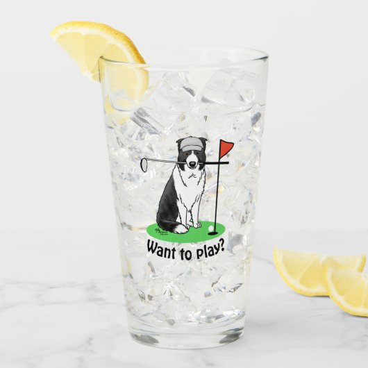 Band Collie Dog Golf (zwart-wit) Glas (Voorkant ijs)