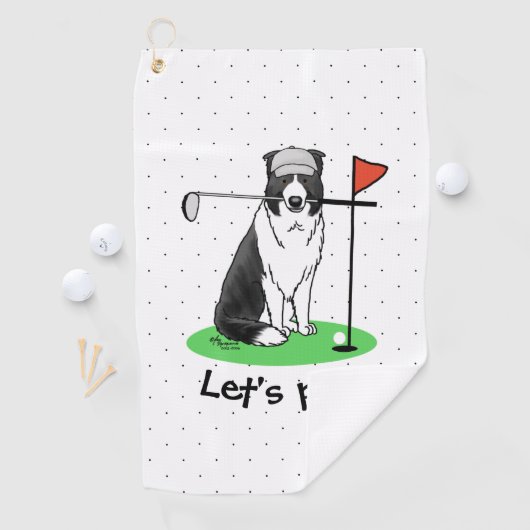 Band Collie Dog Golf (zwart-wit) Golfhanddoek (Insitu)