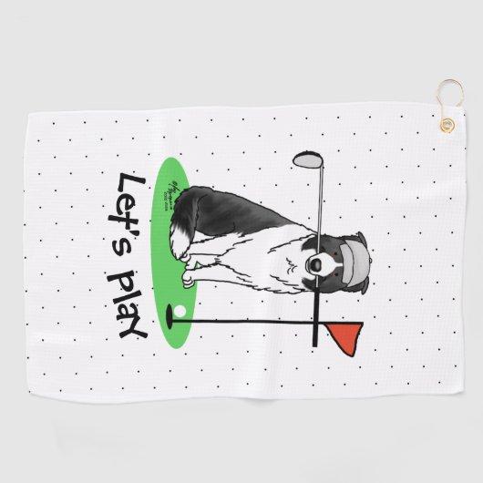 Band Collie Dog Golf (zwart-wit) Golfhanddoek (Horizontaal)